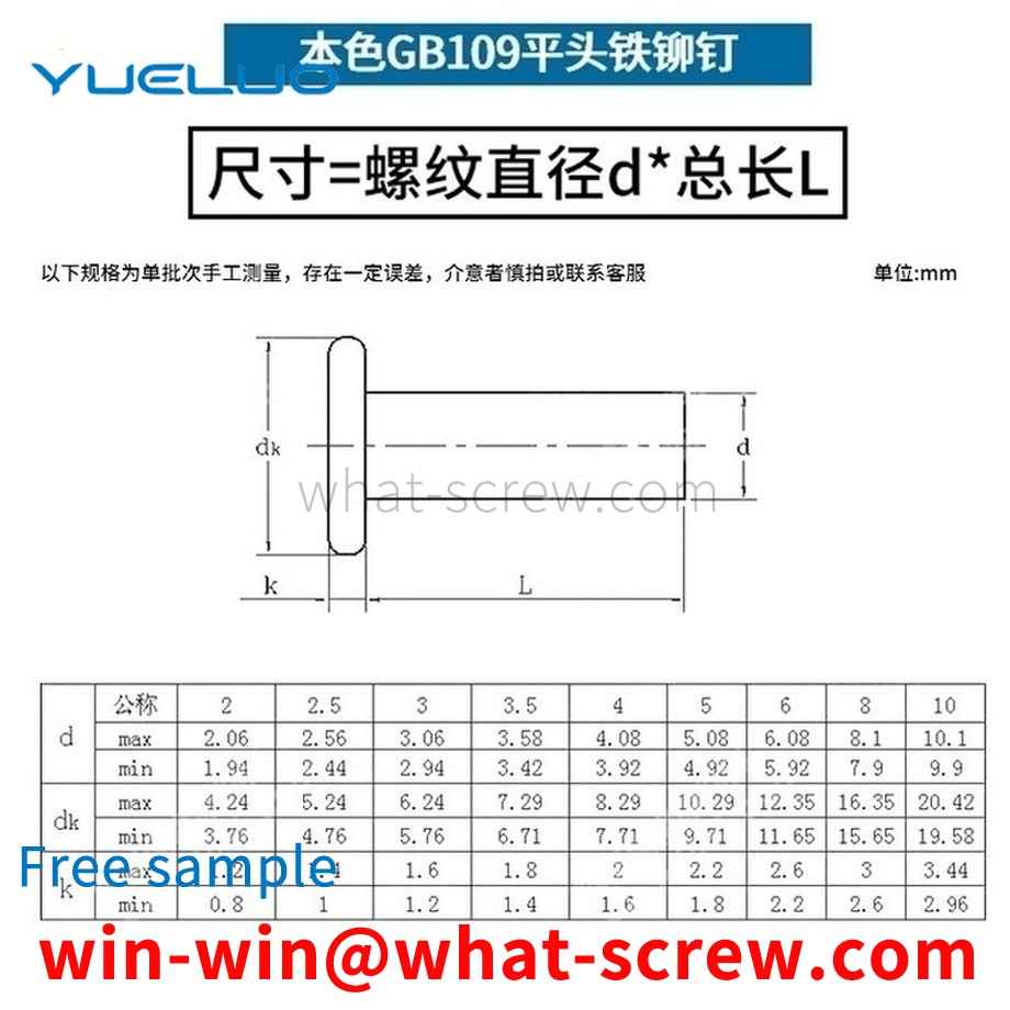 卸売鉄フラットヘッドリベット